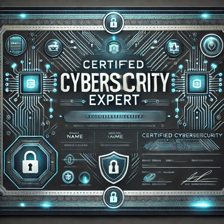 Cybersecurity Expert with modern design and digital patterns with lock icon and professional design.